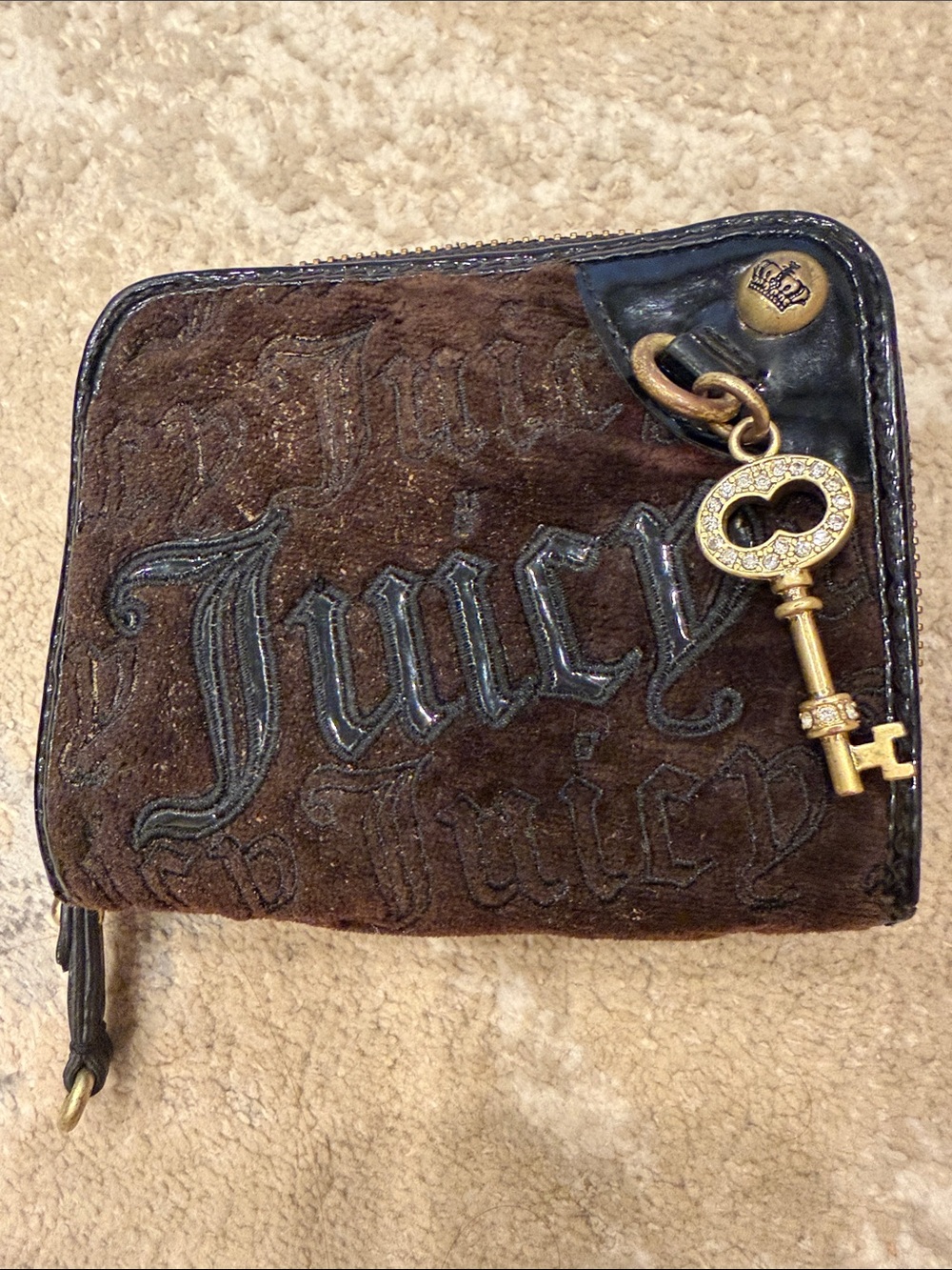 Vintage Juicy Couture Women's Brown and Black Wallet-purses